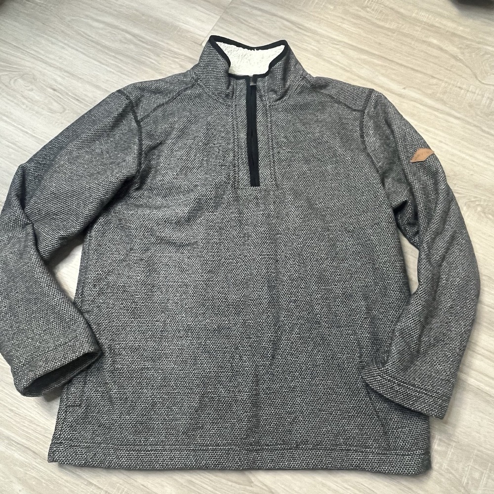 Orvis Brighton Mens Medium Black Sherpa Lined‎ Sweater 1/4 Zip Long Sleeve